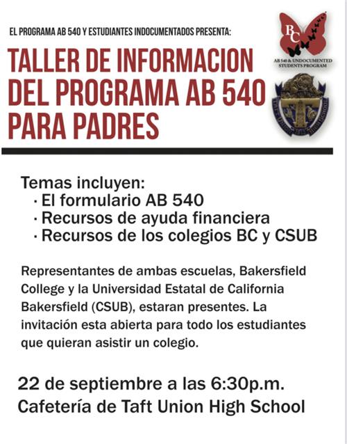 AB 540 Parent Workshop - Spanish